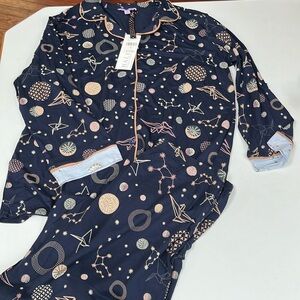 Hale Bob Velvety Constellation Star Print Pajama Set Sz M